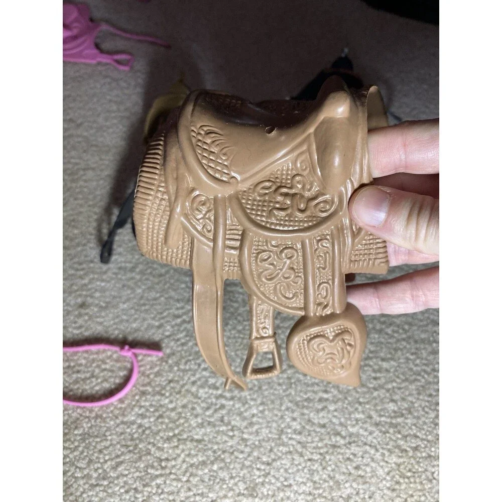Lot Vintage Toy Horse Tack - Mixed Brands Saddles, Bridles, Reins & Bits